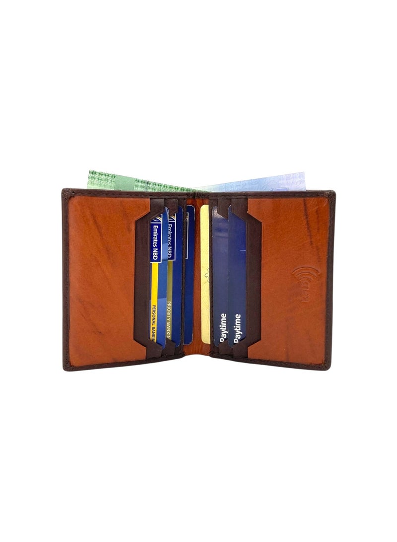 ليفراي محفظة بطاقات نحيفة من الجلد الطبيعي بسحاب علوي وتقنية حجب RFID - موديل 1654 - Image 1