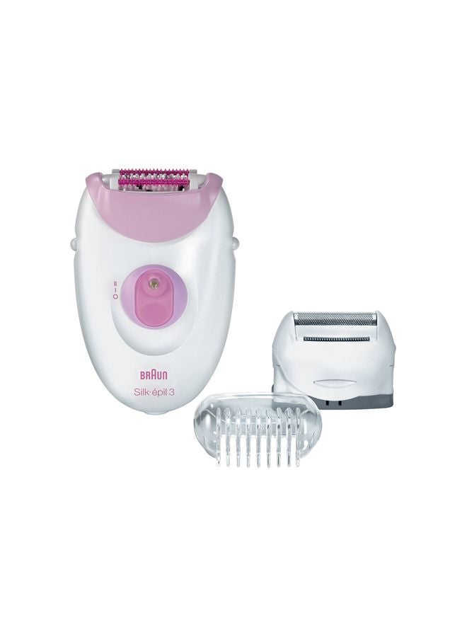 BRAUN Silk Epil 3 SE3270 Epilator With 2 Attachments White/Raspberry - Image 1