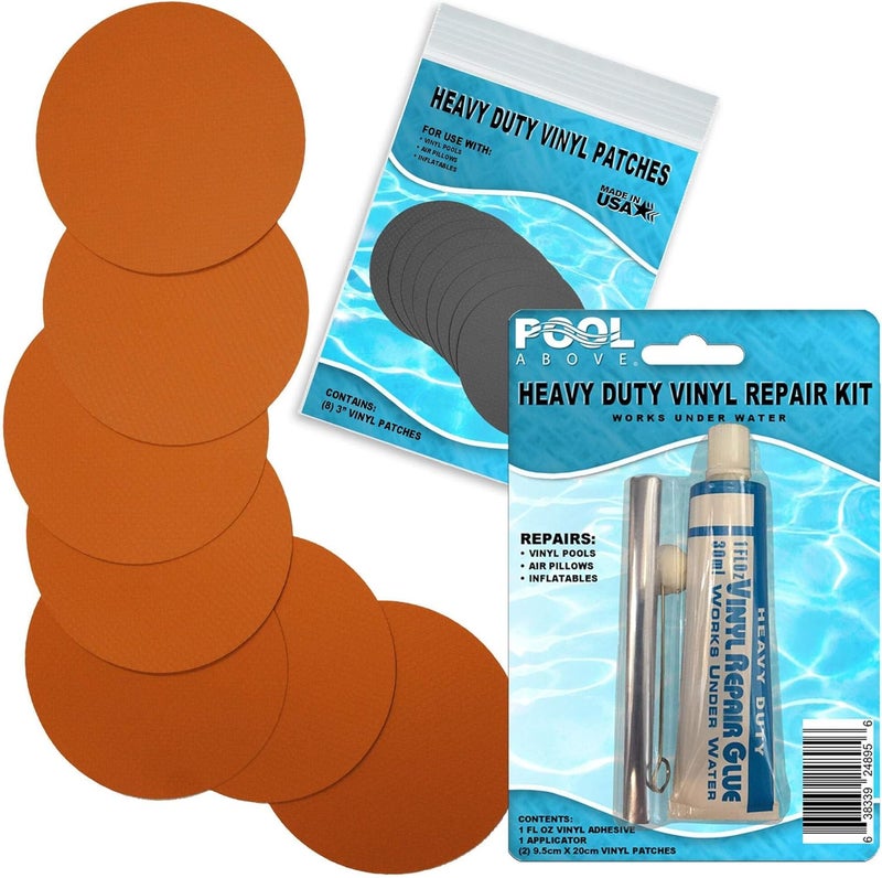 Pool Above Heavy Duty Vinyl Repair Patch Kit for Above-Ground Pool Liner Repair; Glue and Patch Inflatables; Boat; Raft; Kayak; Air Beds; Inflatable Mattress Repair - Image 1