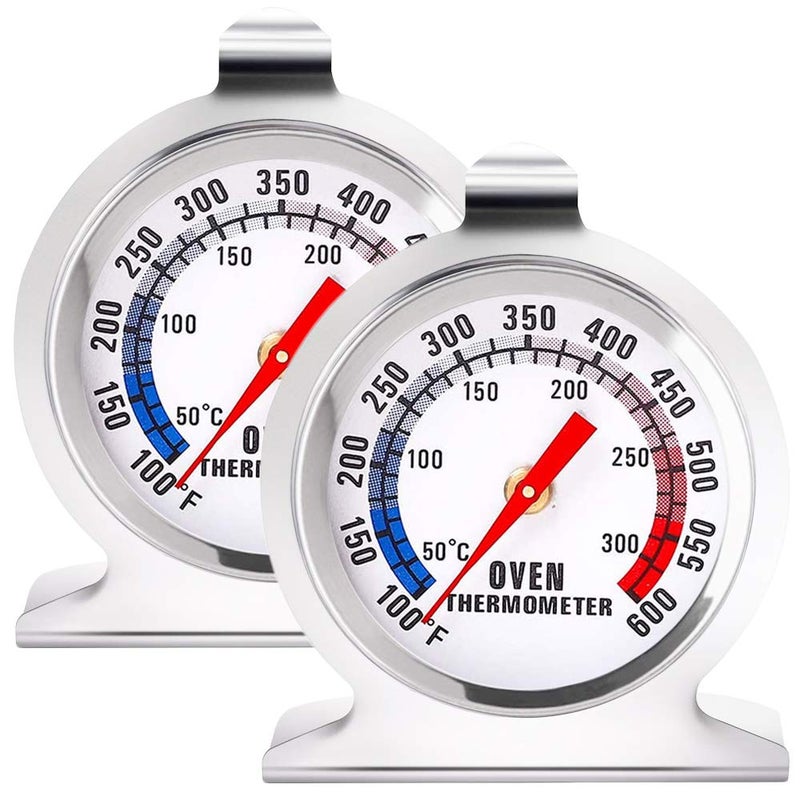 Anvin Oven Thermometers Large Dial Oven Grill Monitoring Cooking Thermometer with Dual-Scale 50-300°C/100-600°F for BBQ Baking, Hooks or Stands Alone Thermometers Durable Steel (Pack of 2) - Image 1