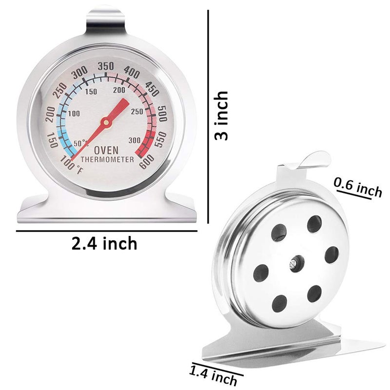 Anvin Oven Thermometers Large Dial Oven Grill Monitoring Cooking Thermometer with Dual-Scale 50-300°C/100-600°F for BBQ Baking, Hooks or Stands Alone Thermometers Durable Steel (Pack of 2) - Image 2