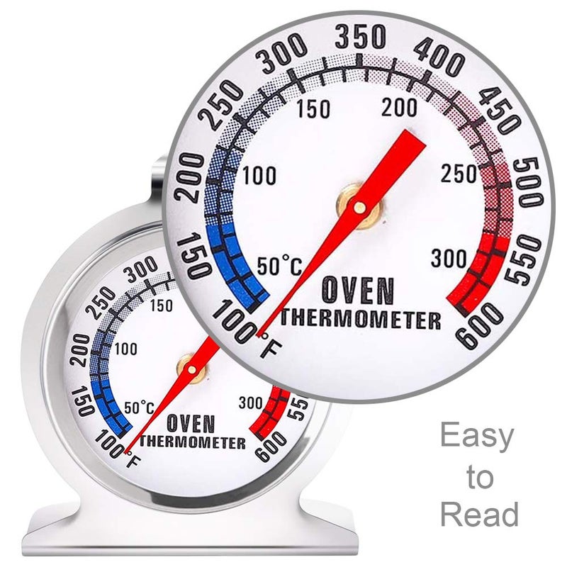 Anvin Oven Thermometers Large Dial Oven Grill Monitoring Cooking Thermometer with Dual-Scale 50-300°C/100-600°F for BBQ Baking, Hooks or Stands Alone Thermometers Durable Steel (Pack of 2) - Image 3