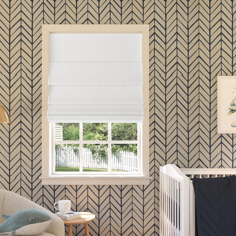 Sun Zero Preble Textured Total Blackout Cordless Roman Shade 27 x 64 White