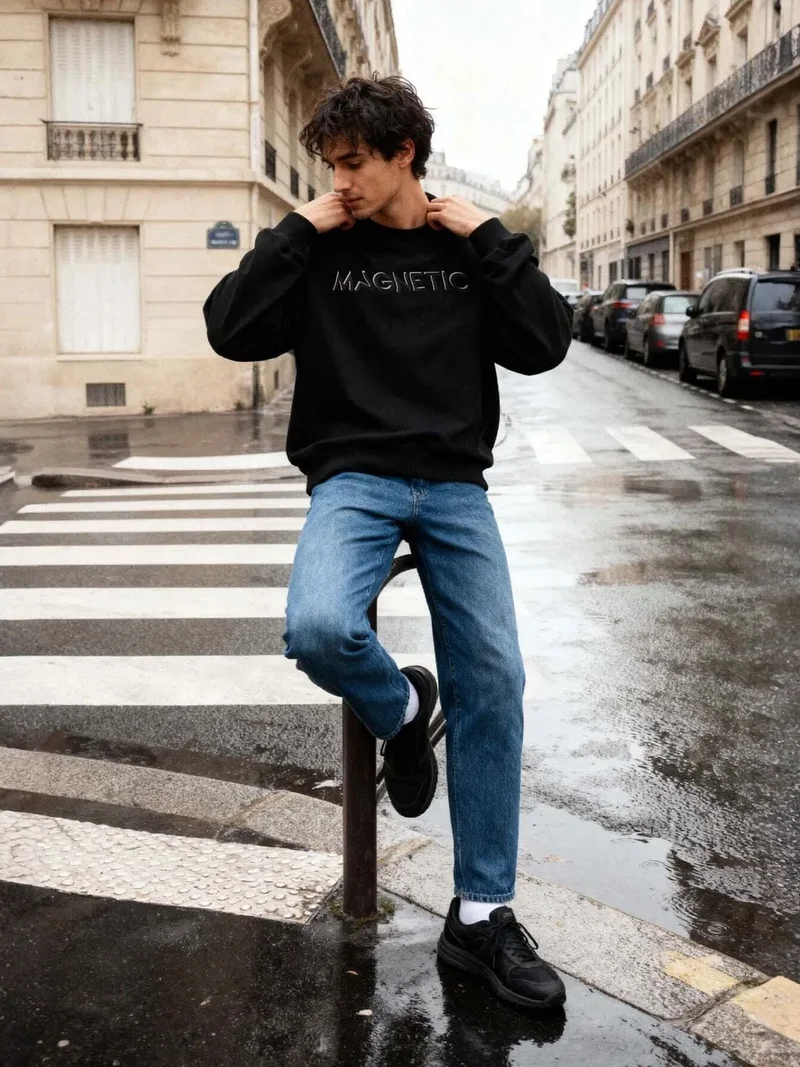 تومي لايف TOMMY Men's Printed Crew Neck Sweatshirt