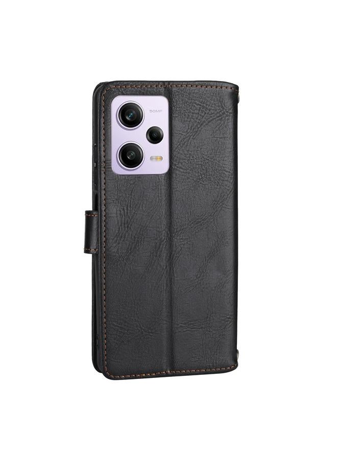 S-TOP Case For Redmi Note 12 4G Global Oil Skin Zipper Wallet Leather Phone Case - Image 3