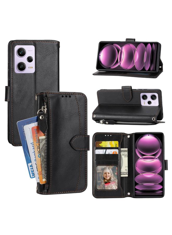 S-TOP Case For Redmi Note 12 4G Global Oil Skin Zipper Wallet Leather Phone Case - Image 1