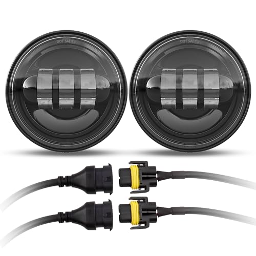 XPCTD 4.5 Inch LED Passing Lights 4-1/2 Driving Fog lights Auxiliary Spot Lights for Electra Glide Road King Ultra Classic 2005 2006 2007 2008 2009 2010 2011 2012 2013 2014 2015 2016 Black - Image 1