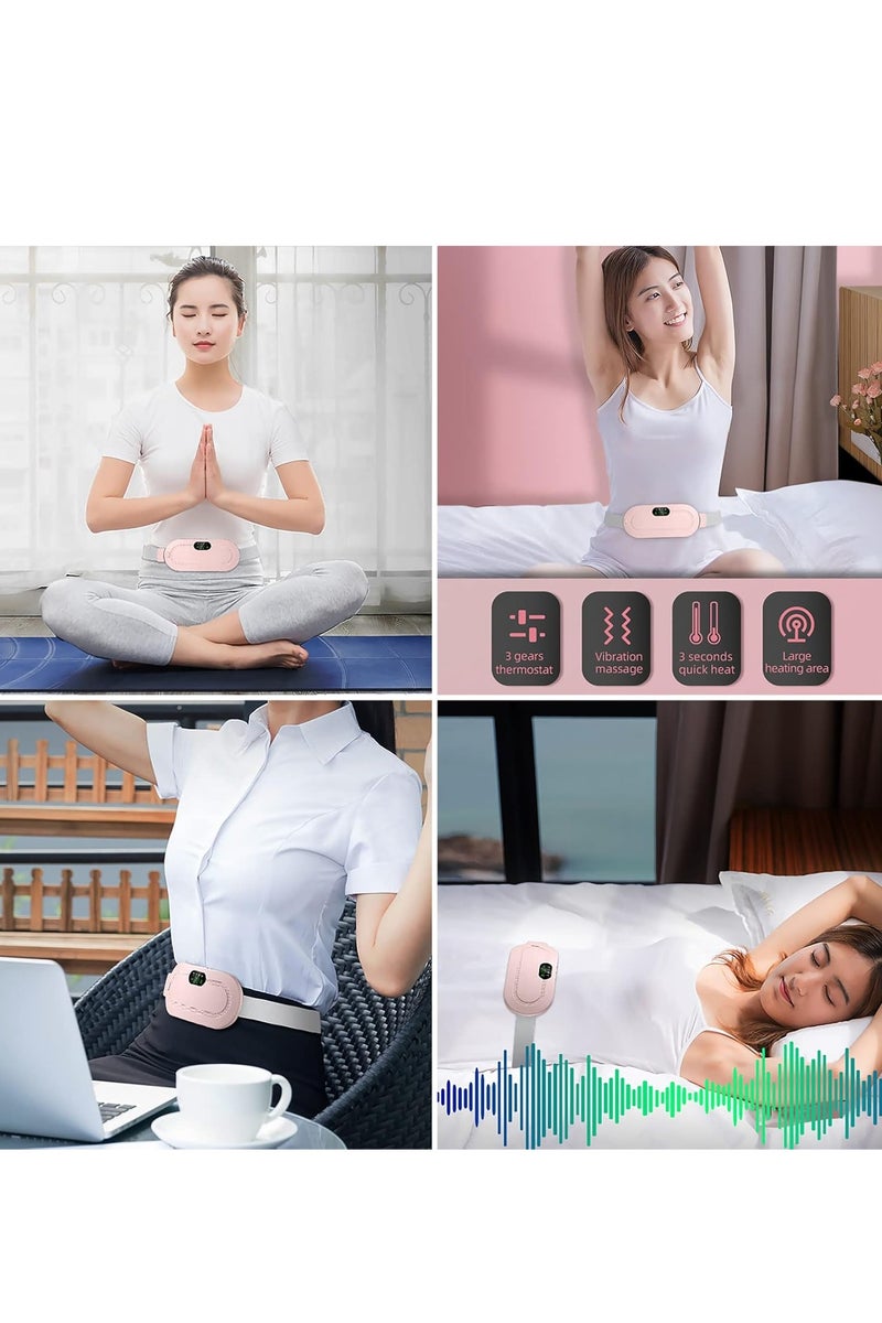 أم جي زي وسادة تدفئة محمولة لاسلكية للحيض، جهاز حزام خصر كهربائي، وسادة تدفئة سريعة لتخفيف آلام أسفل الظهر والمعدة وتقلصات الدورة الشهرية، جهاز بطن أكثر راحة مع 3 مستويات حرارة و4 أوضاع تدليك، حزام خصر دافئ للظهر أو وسادة تدفئة للبطن للنساء والفتيات - Image 2