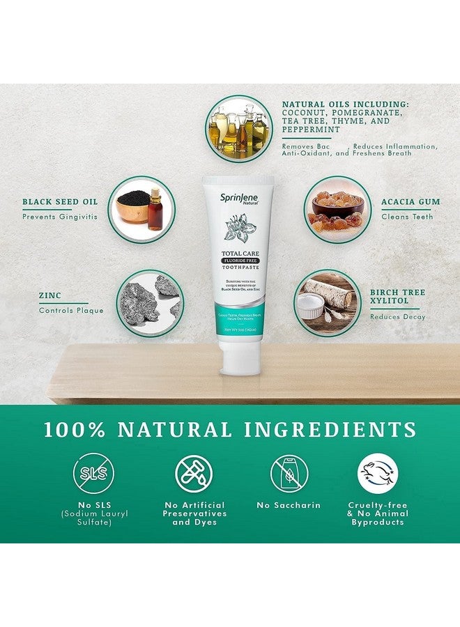 سبرين جين معجون أسنان سبرينجين للعناية الكاملة الطبيعية، خالي من الفلورايد، لأسنان ولثة قوية | معجون أسنان طبيعي لحماية الأسنان من التسوس | عبوة من 4 قطع - Image 3