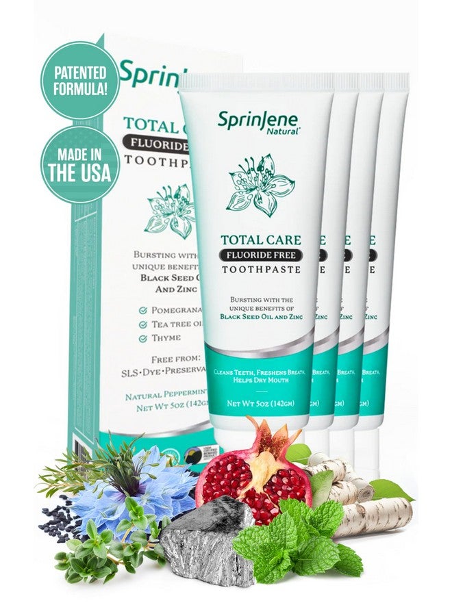 سبرين جين معجون أسنان سبرينجين للعناية الكاملة الطبيعية، خالي من الفلورايد، لأسنان ولثة قوية | معجون أسنان طبيعي لحماية الأسنان من التسوس | عبوة من 4 قطع - Image 1