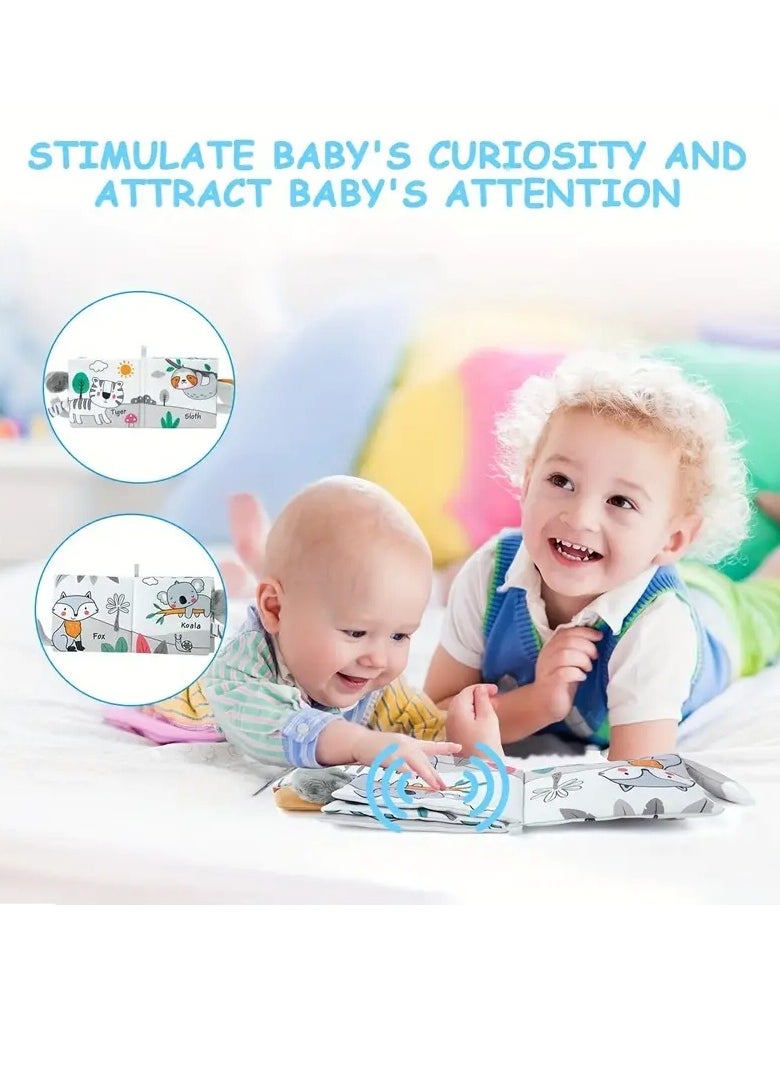 Gonice - Soft Toys Baby Cloth Books, Baby Soft Books, Baby Bath Cloth Book, 3D Animals Tails Crinkle Sensory Touch And Feel Book (Elephant) - Image 1