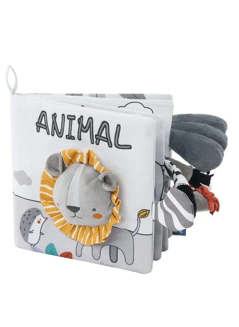 Gonice - Soft Toys Baby Cloth Books, Baby Soft Books, Baby Bath Cloth Book, 3D Animals Tails Crinkle Sensory Touch And Feel Book (Elephant) - Image 1