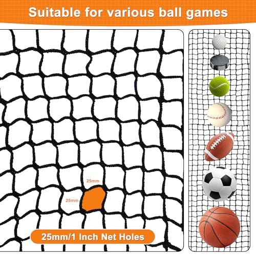 Visupor Nylon Golf Net 10/15/20/25/30/40/50ft,Golf Practice Net with Rope and Carabiners,Durable Golf Hitting Net,Weatherproof Golf Netting,Practice Barrier Nets for Golf, Baseball, Hockey, Soccer - Image 4