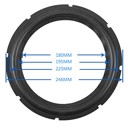ZERONE حلقة محيط مكبر الصوت المطاطية المثقوبة مقاس 10 بوصات من زيرون، قطع غيار استبدال حلقة محيط مضخم الصوت لإصلاح مكبر الصوت أو DIY (أسود) - Image 3