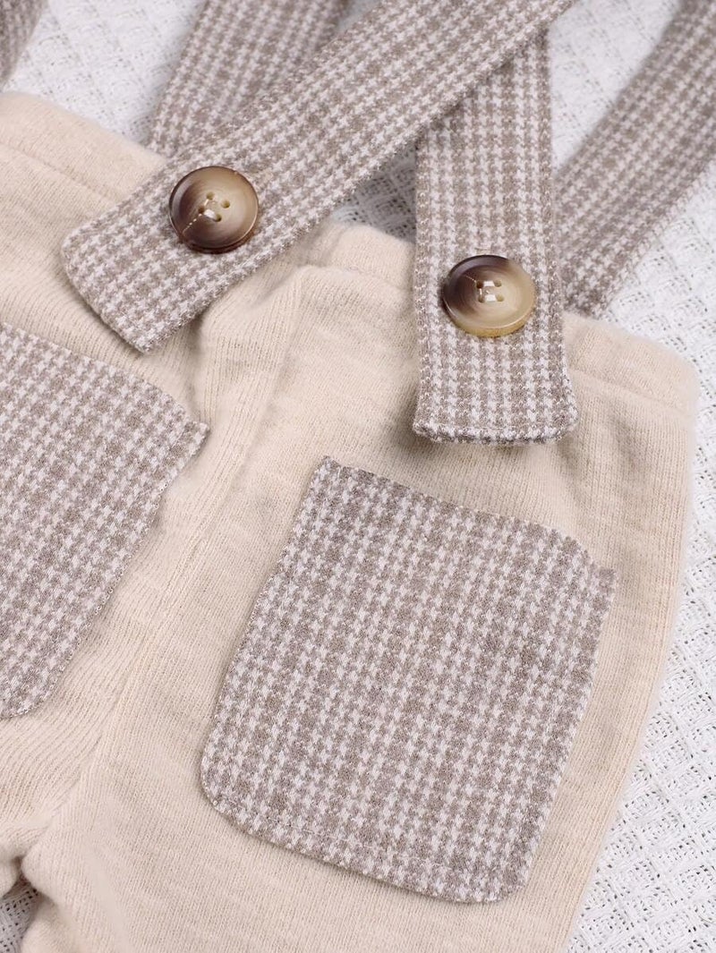 Befygier Newborn Photography Props, 2-PCs Baby Boy Photoshoot Outfit with Suspender Pants and Beret for 0-3 Months Old Babies (Beige) - Image 3