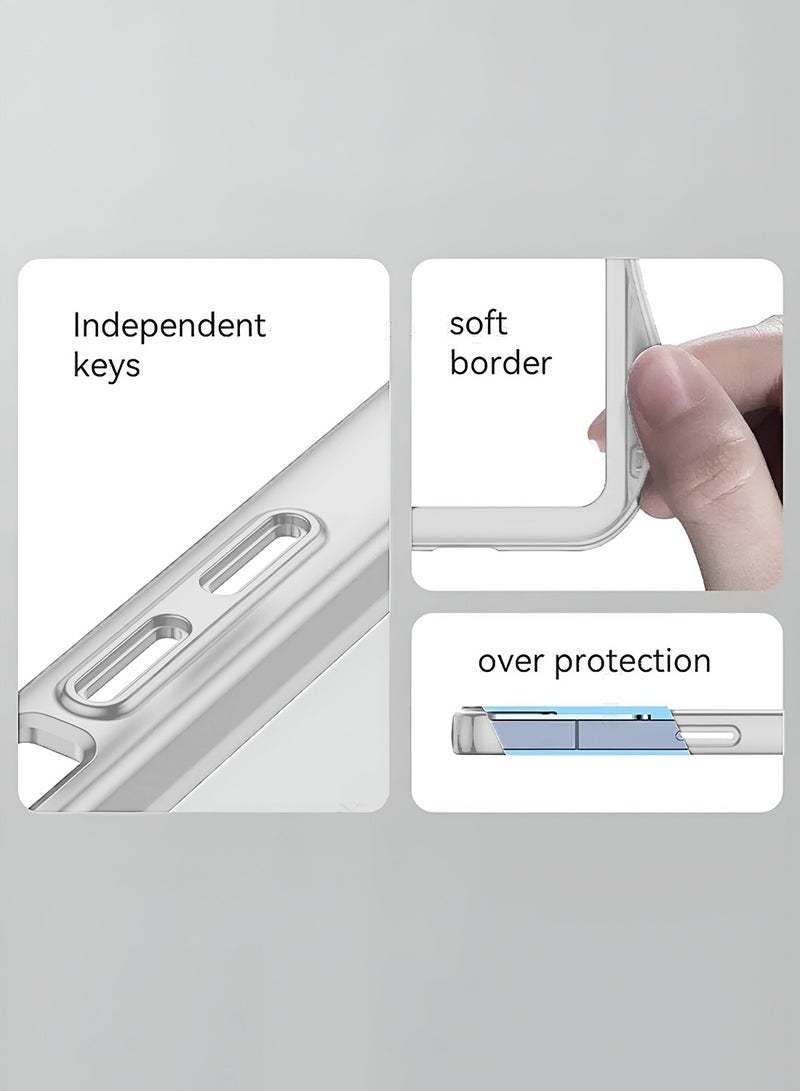 Wtech Motorola Moto G86 5G 2025 Soft Transparent TPU Camera Protection Silicone Ultra Thin Phone Stylish Electroplated Camera Border Back Case Cover - White - Image 5