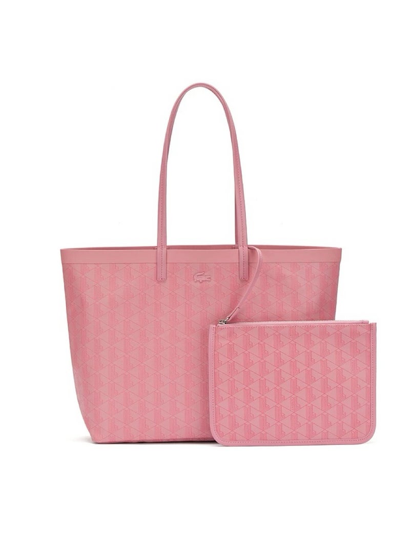 لاكوست حقيبة تسوق كبيرة من قماش لاكوست زيل المطلي مع حقيبة داخلية - للنساء - باللون الوردي - Image 1