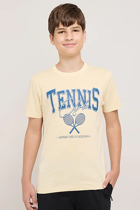 R&B Typography Print T-Shirt With Crew Neck and Short Sleeves