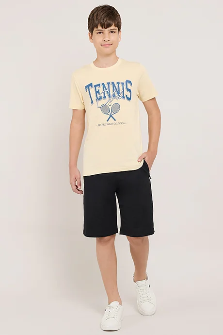 R&B Typography Print T-Shirt With Crew Neck and Short Sleeves
