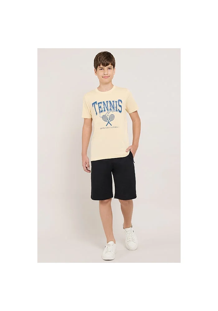 R&b Typography Print T-Shirt With Crew Neck and Short Sleeves