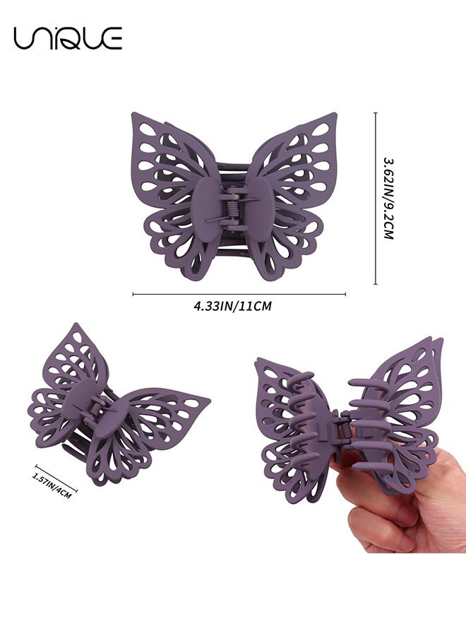 Unique Extra large 5.51 Inch Butterfly Hair Clips 2 PCS Butterfly Clips for Thick Thin Hair Non Slip Cute Matte Hair Claw Clip for Thin Hair Curly,Butterfly Claw Clips for Women (Pink，Purple） - Image 2