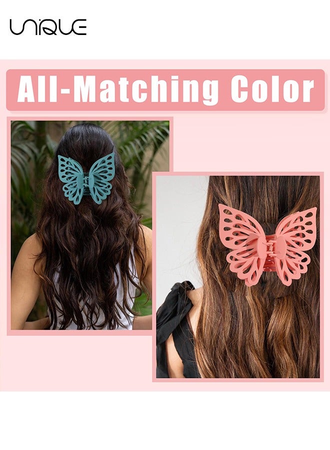 Unique Extra large 5.51 Inch Butterfly Hair Clips 2 PCS Butterfly Clips for Thick Thin Hair Non Slip Cute Matte Hair Claw Clip for Thin Hair Curly,Butterfly Claw Clips for Women (Pink，Purple） - Image 4