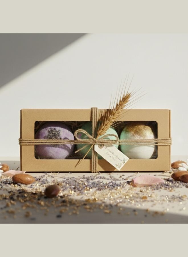 Soap&Friends Natural Bath Bomb Gift Set with Argan, Lemongrass and Lavender, Triple Aroma Bath Bombs Set for Relaxing Soak, Daily Self Care and Spa Bath Experience - Image 1