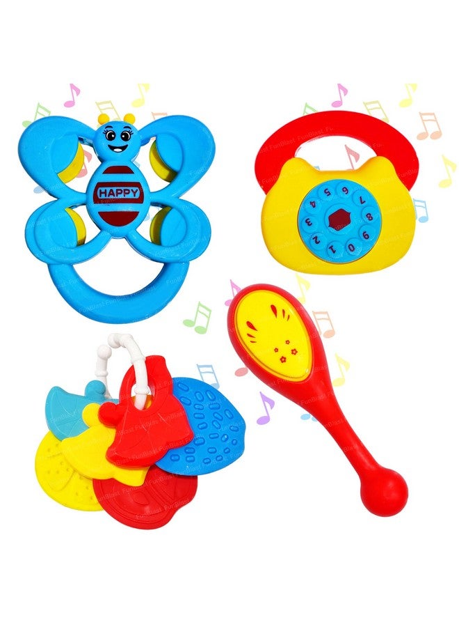 فنبلاست خشخيشة FunBlast للأطفال - ألعاب خشخيشة للأطفال الرضع والأطفال الصغار، لعبة خشخيشة تصدر أصواتًا للأطفال حديثي الولادة، ألعاب للأطفال الرضع، ألعاب التنمية المبكرة للأطفال بعمر 3 أشهر فما فوق (عبوة من 6 قطع) - Image 1