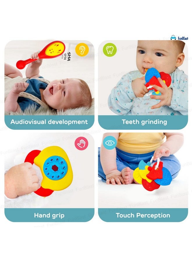 فنبلاست خشخيشة FunBlast للأطفال - ألعاب خشخيشة للأطفال الرضع والأطفال الصغار، لعبة خشخيشة تصدر أصواتًا للأطفال حديثي الولادة، ألعاب للأطفال الرضع، ألعاب التنمية المبكرة للأطفال بعمر 3 أشهر فما فوق (عبوة من 6 قطع) - Image 4