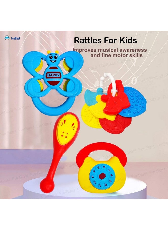 فنبلاست خشخيشة FunBlast للأطفال - ألعاب خشخيشة للأطفال الرضع والأطفال الصغار، لعبة خشخيشة تصدر أصواتًا للأطفال حديثي الولادة، ألعاب للأطفال الرضع، ألعاب التنمية المبكرة للأطفال بعمر 3 أشهر فما فوق (عبوة من 6 قطع) - Image 2
