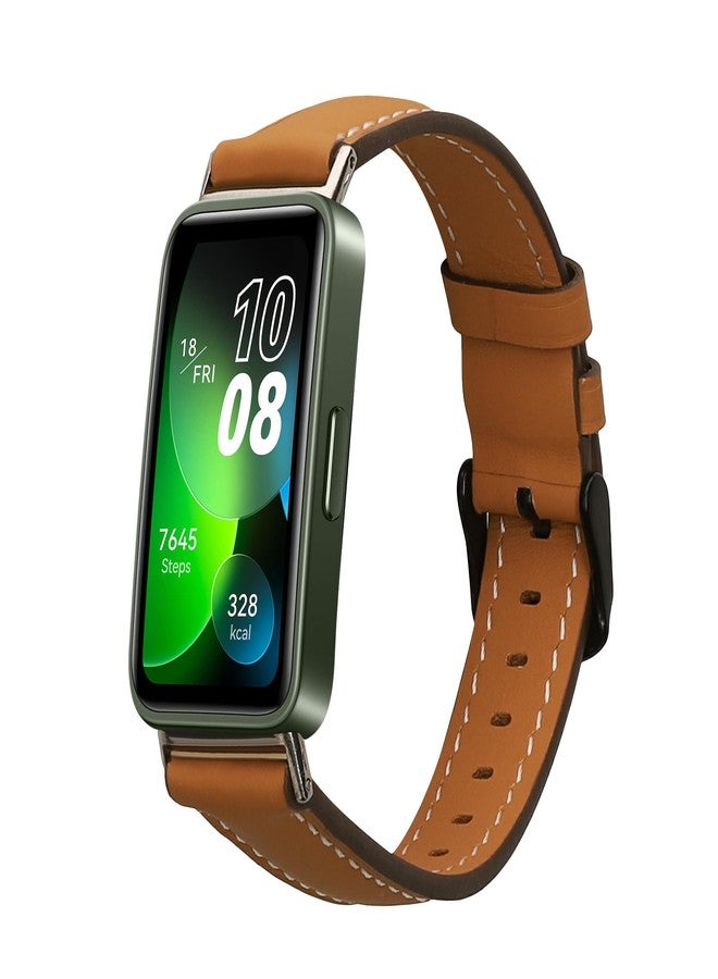 kwmobile Real Leather Watch Strap Compatible with Huawei Band 10/9 / 8 - Fitness Tracker Replacement Sports Wristband with Clasp - Image 1