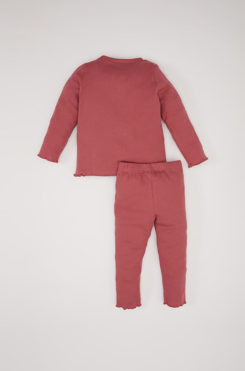 ديفاكتو طقم بيبي بناتي تيشيرت وبنطلون مضلع قصة عادية - قطعتين - Image 5