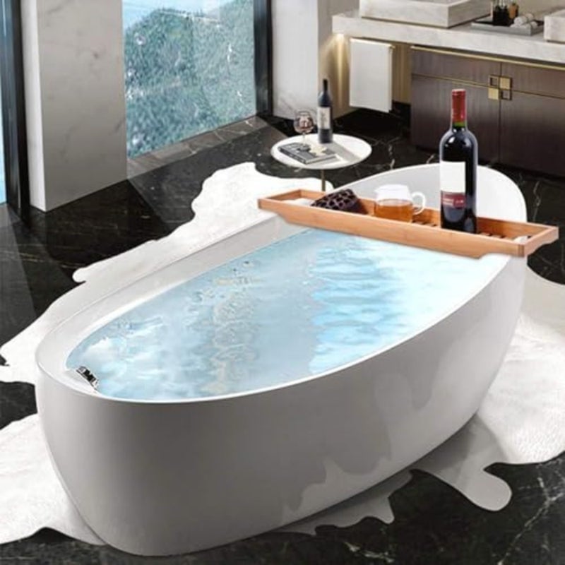 Deep Sleep Bamboo Bathtub Caddy Tray, Over The Tub Organizer, Expandable for Wooden Bathtub Tray, Bathroom Organizer with Wine Glass Holder, iPad Stand - Image 5