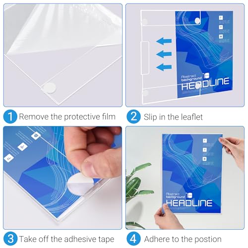 DECOHOBO 12 Pack Acrylic Sign Holder 8.5 x 11 Wall Mount, Vertical & Horizontal Use, Wall Sign Holder Memo Document Menu Holder for Office Store Restaurants Wedding Party Decoration, No Drilling - Image 4