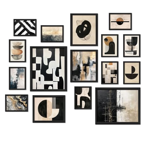 ANERZA 16 PCS Black and White Abstract Wall Art Decor Minimalist Gallery Wall Prints for Bedroom Boho Posters for Living Room Aesthetic Collage Kit Pictures Dorm Home Decor - Image 1