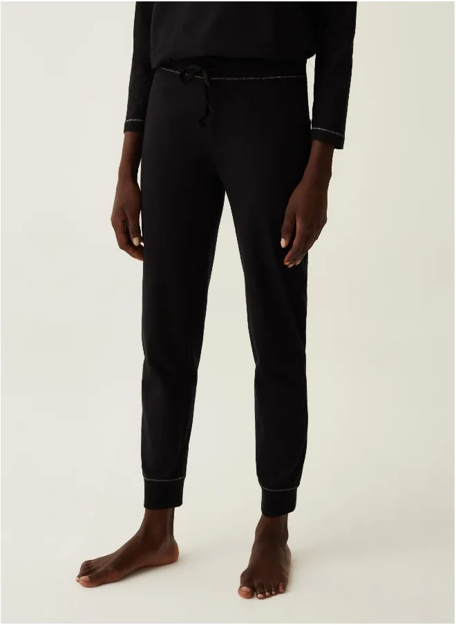 او في اس Long pyjama trousers in cotton and viscose