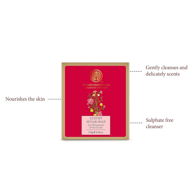 Forest Essentials Luxury Sugar Soap Iced Pomegranate Kerala Lime 125g - Image 4