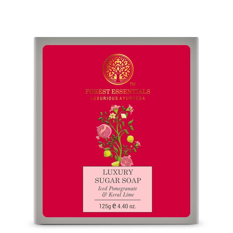 Forest Essentials Luxury Sugar Soap Iced Pomegranate Kerala Lime 125g - Image 1