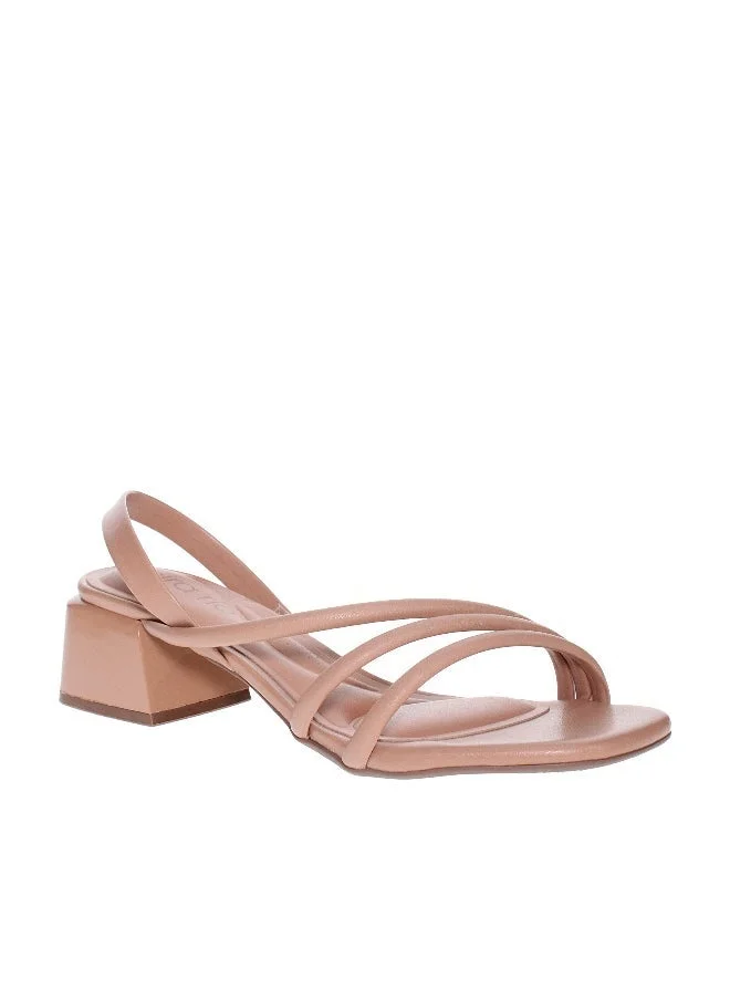 بيرا ريو Beira Rio Ladies Mid Heel Sandals Beige | Made In Brazil