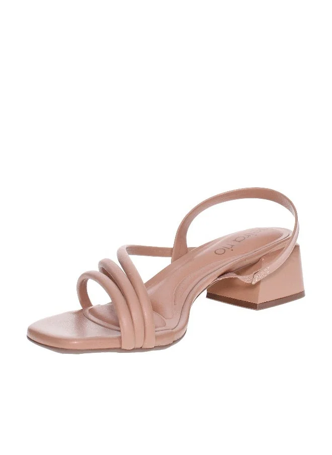 بيرا ريو Beira Rio Ladies Mid Heel Sandals Beige | Made In Brazil