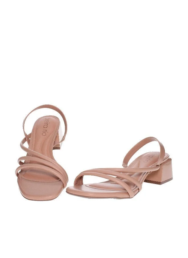 Beira Rio Beira Rio Ladies Mid Heel Sandals Beige | Made In Brazil
