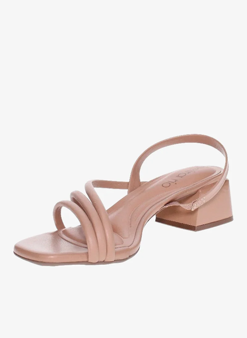 Beira Rio Beira Rio Ladies Mid Heel Sandals Beige | Made In Brazil
