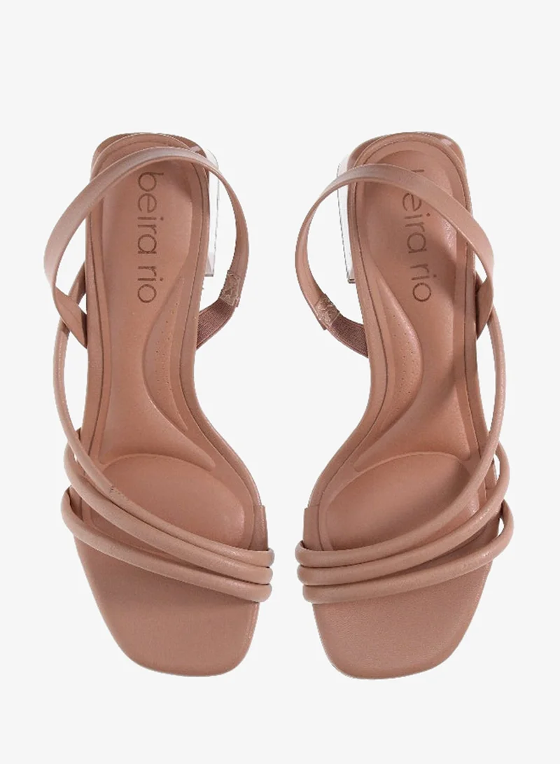 Beira Rio Beige Beira Rio Ladies Mid Heel Sandals Beige | Made In Brazil for Women | Best Price UAE