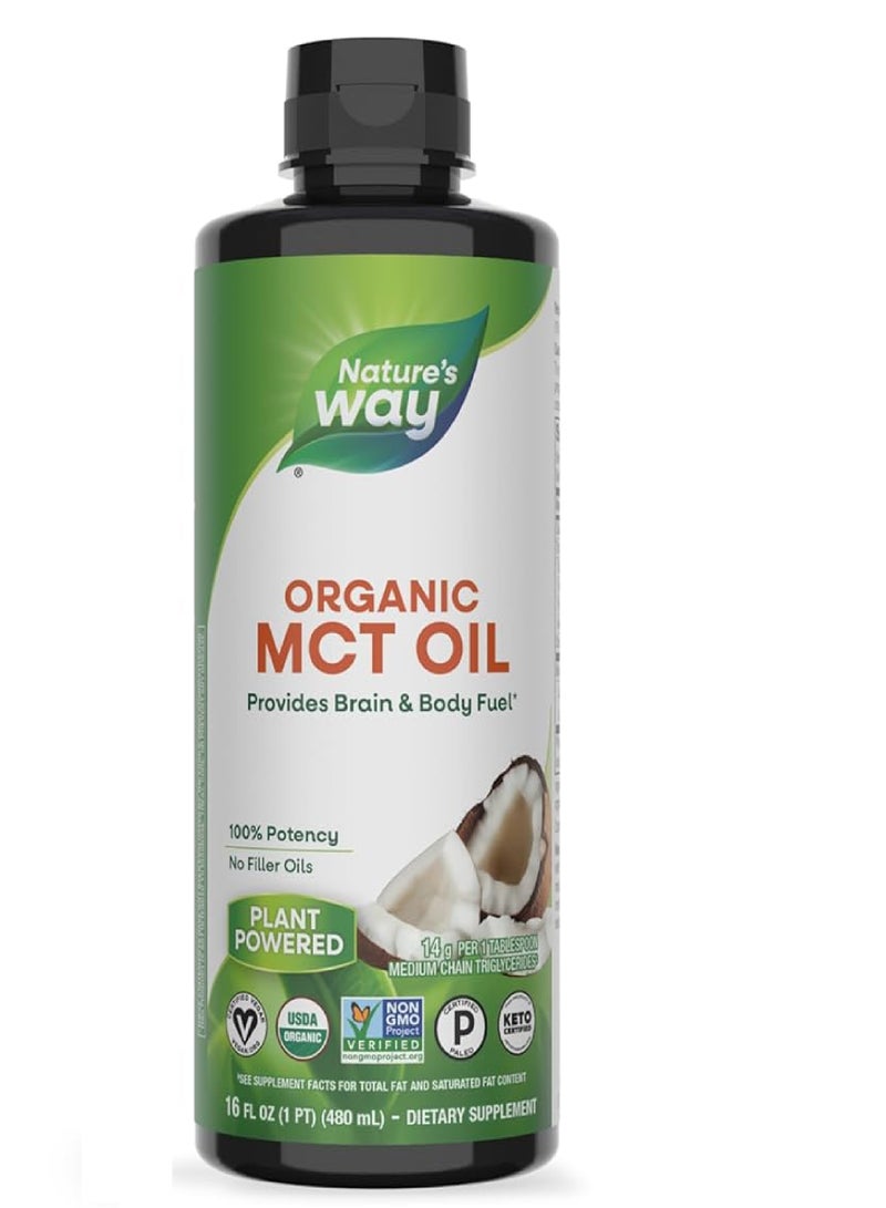 Nature way Nature's Way Organic MCT Oil from Coconut – 480ml (16 fl oz) | 14g MCTs/Serving | Non-GMO, Gluten-Free | For Internal & External Use - Image 1