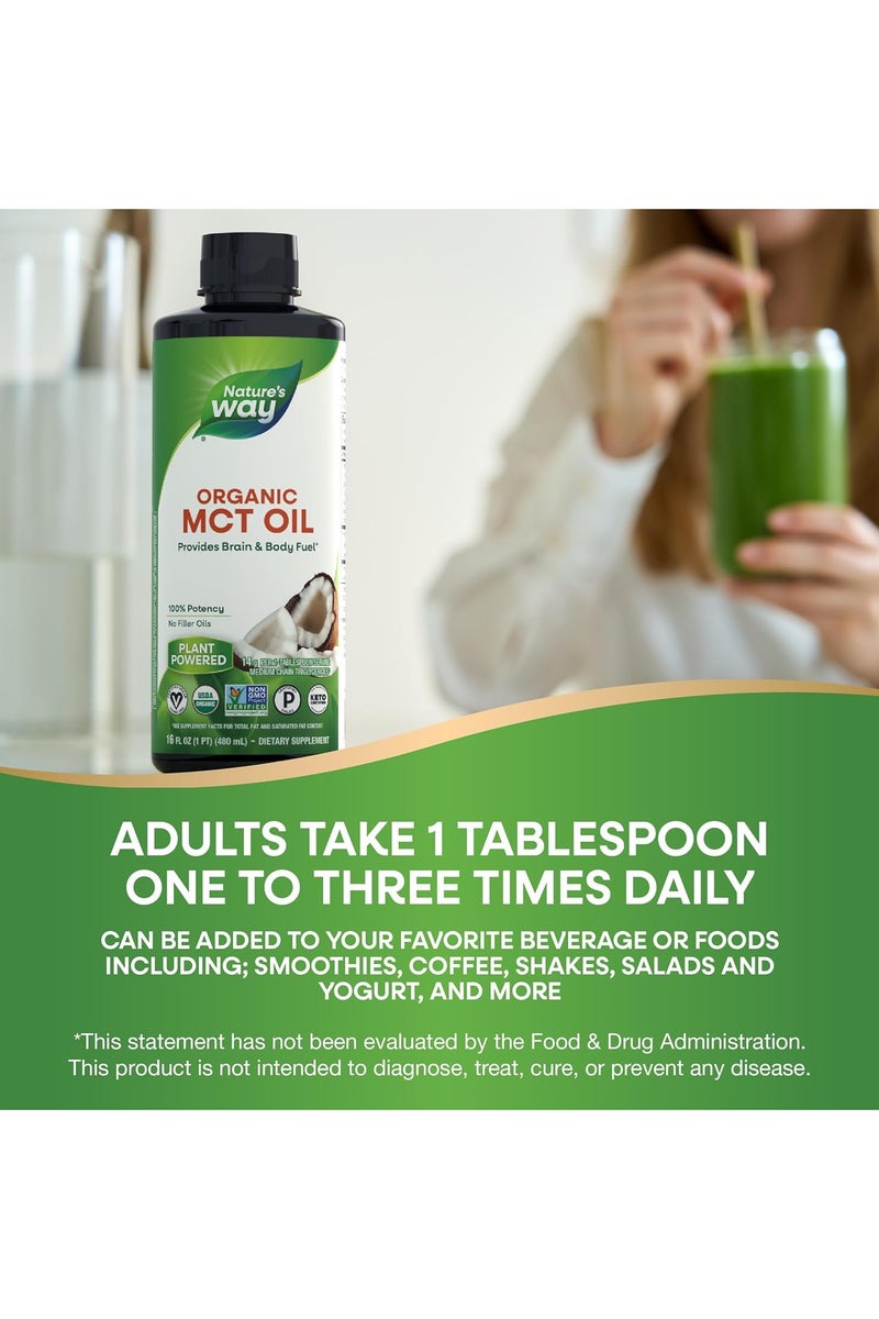 Nature way Nature's Way Organic MCT Oil from Coconut – 480ml (16 fl oz) | 14g MCTs/Serving | Non-GMO, Gluten-Free | For Internal & External Use - Image 2