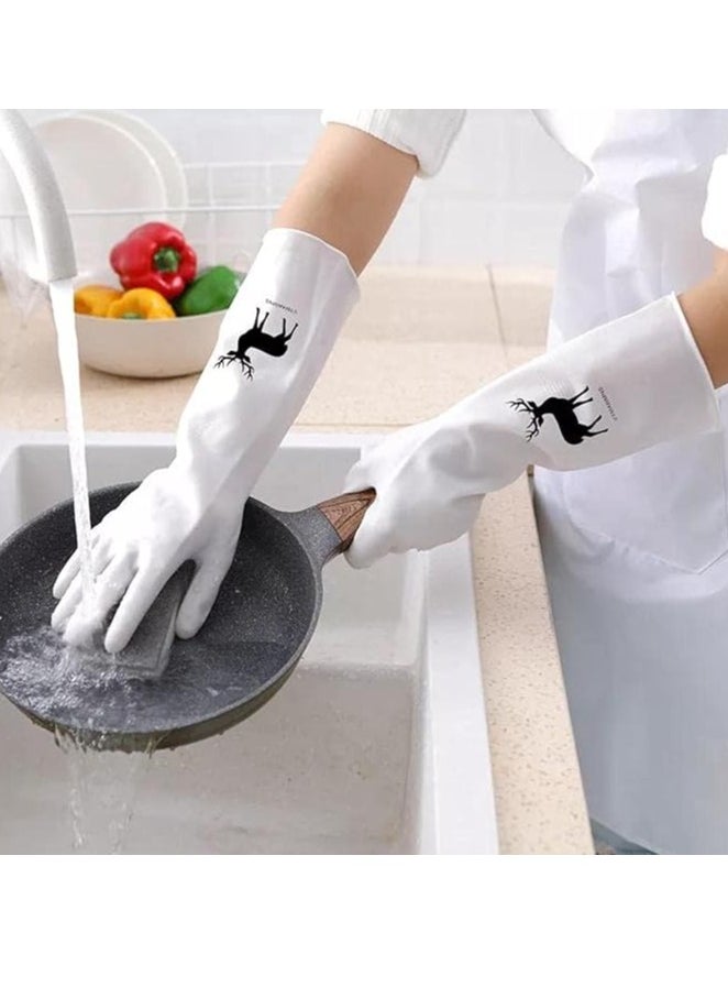 Spaceshoop Transparent kitchen wash dishes cleaning gloves waterproof long sleeve rubber latex non-slip wear-resistant household tools  - Image 1