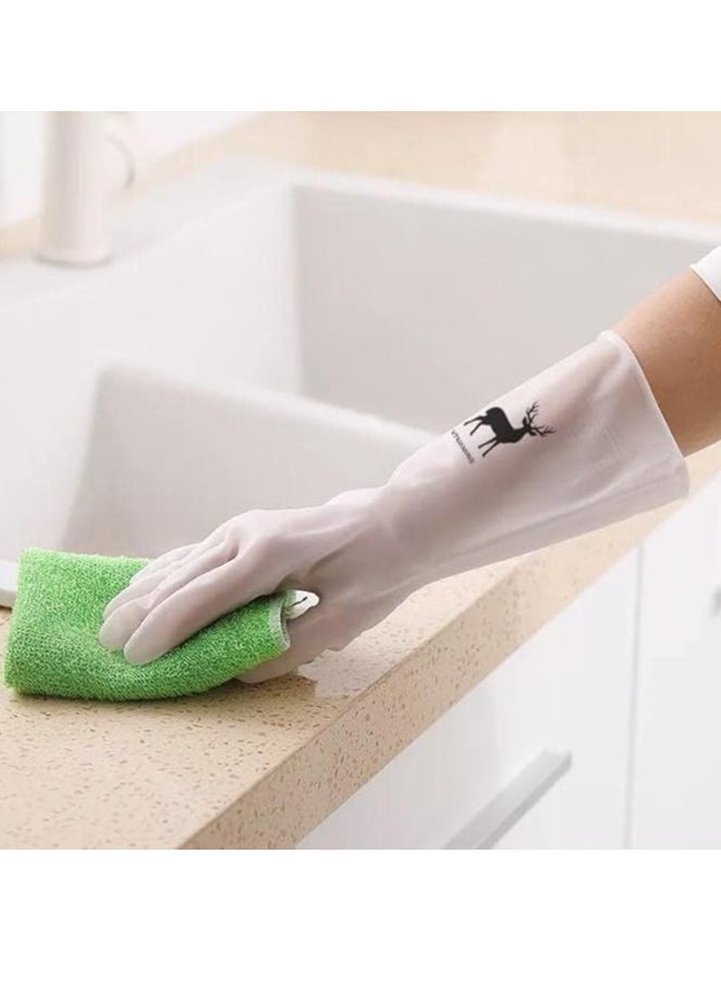 Spaceshoop Transparent kitchen wash dishes cleaning gloves waterproof long sleeve rubber latex non-slip wear-resistant household tools  - Image 2