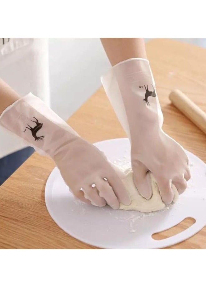 Spaceshoop Transparent kitchen wash dishes cleaning gloves waterproof long sleeve rubber latex non-slip wear-resistant household tools  - Image 3