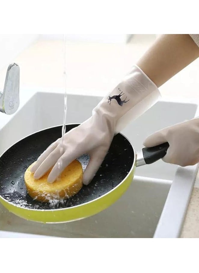 Spaceshoop Transparent kitchen wash dishes cleaning gloves waterproof long sleeve rubber latex non-slip wear-resistant household tools  - Image 4