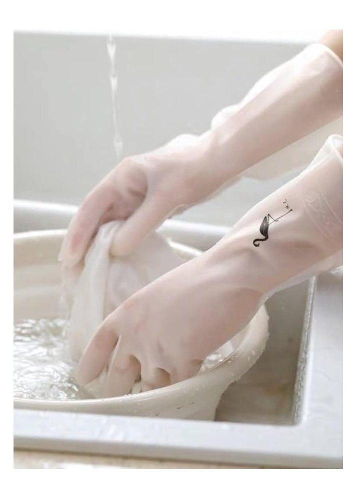Spaceshoop Transparent kitchen wash dishes cleaning gloves waterproof long sleeve rubber latex non-slip wear-resistant household tools  - Image 5